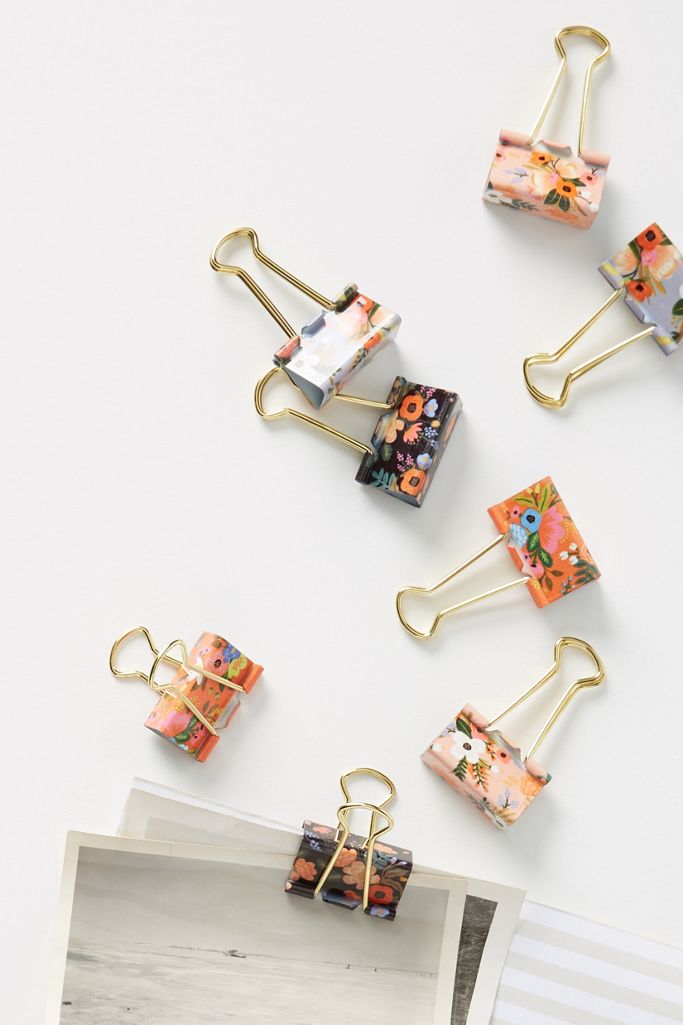 Rifle Paper Co. Posies Binder Clips, Set of 8 Anthropologie