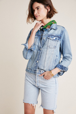 high rise denim bermuda shorts