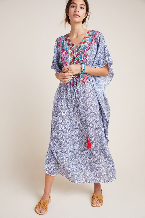 St. Tropez Embroidered Caftan | Anthropologie
