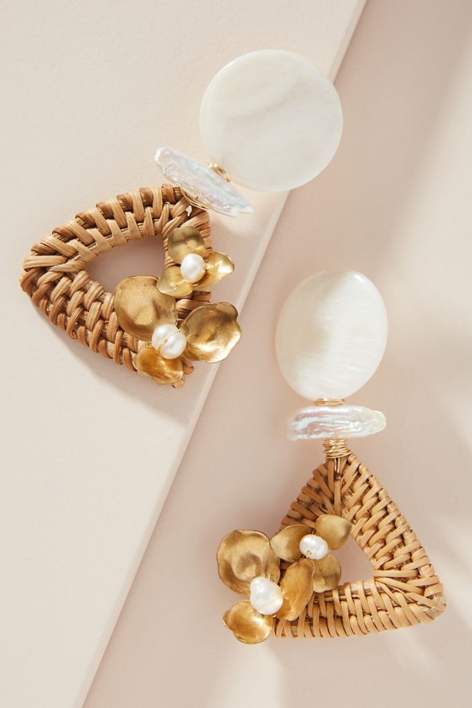 Nicola Bathie Jewelry Pearl Wicker Drop Earrings Anthropologie