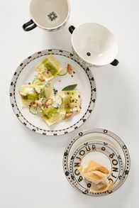 Slide View: 1: The Bistro Tile Stoneware Dinner Plates, Set of 4