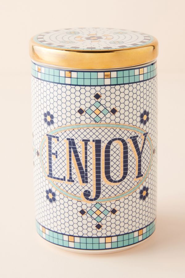 Slide View: 1: The Bistro Tile Stoneware Canister: Garden Edition