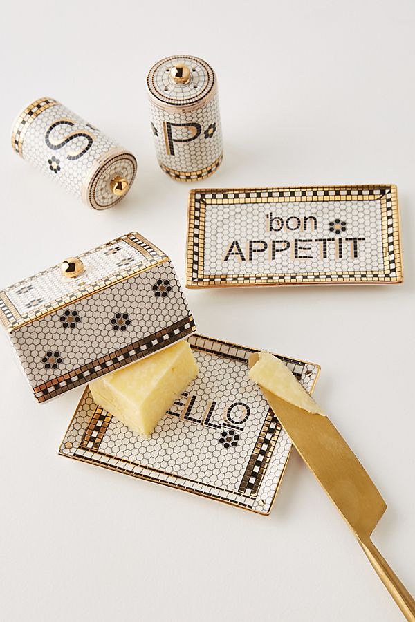 Slide View: 3: Bistro Tile Butter Dish