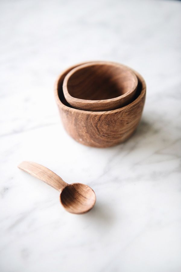 Slide View: 3: Roan Iris Wild Olive Wood Cream & Sugar Set