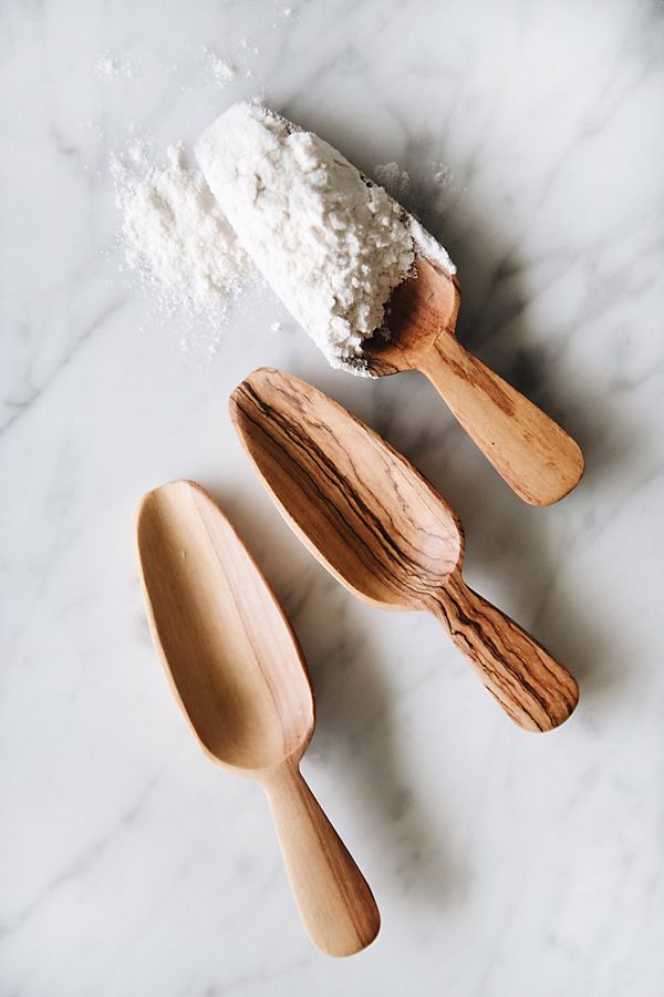 Slide View: 1: Connected Goods Wild Olive Wood Bin Scoop Set