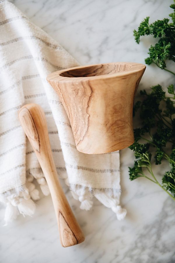 Slide View: 3: Connected Goods Wild Olive Wood Pestle and Mortar