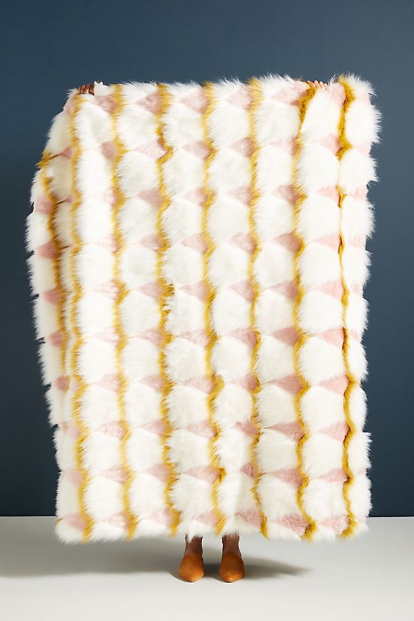 Slide View: 1: Coren Faux Fur Throw Blanket