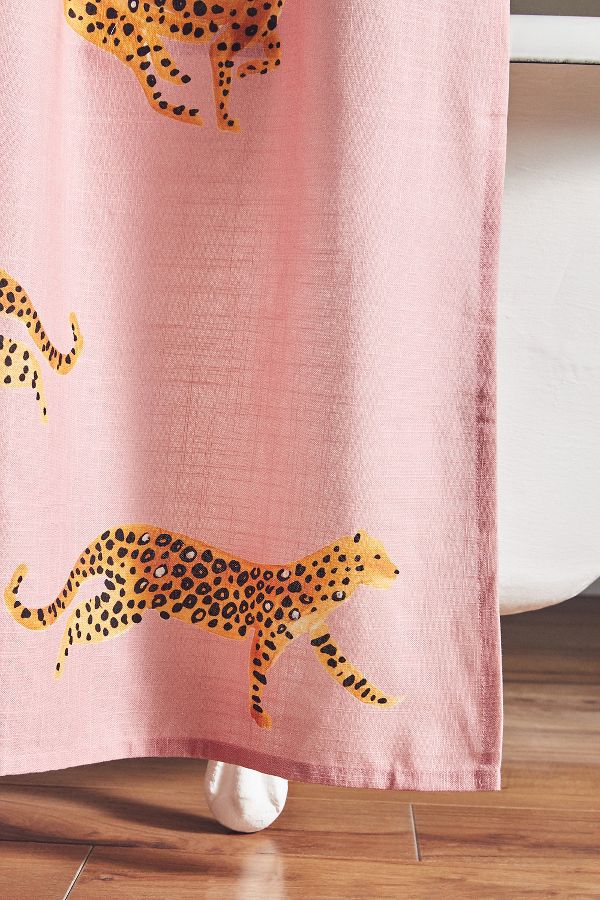 Slide View: 2: Leopard Organic Cotton Shower Curtain