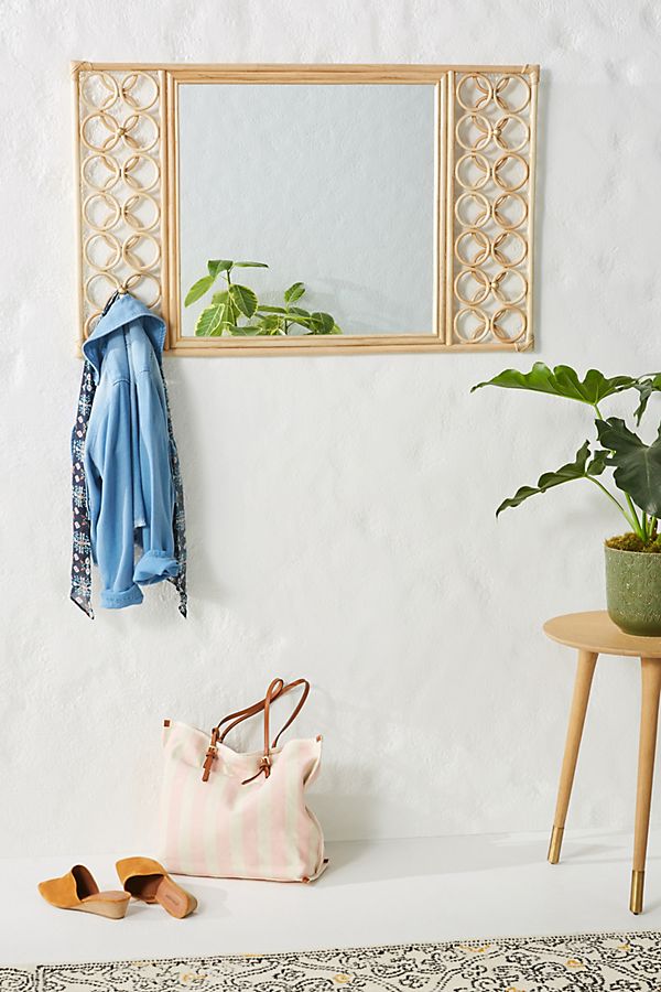 Slide View: 1: Lattice Rattan Mirror