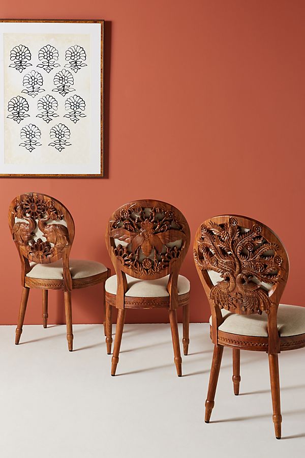 Slide View: 9: Carved Elephant Dining Chair