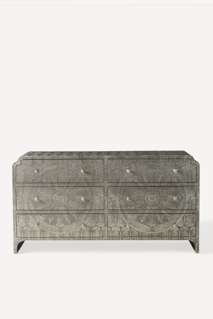 Hand Embossed Lotus Six Drawer Dresser Anthropologie