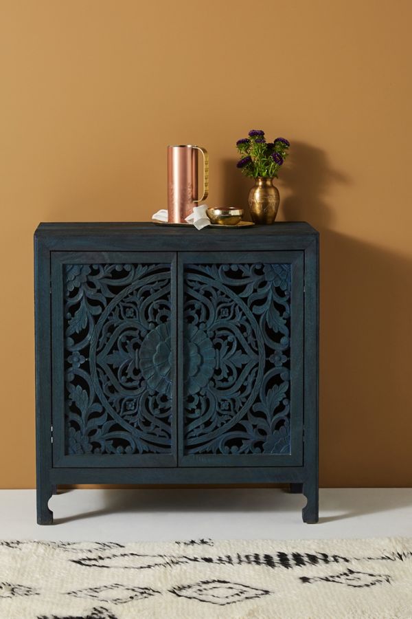 Handcarved Lombok Entryway Cabinet | Anthropologie