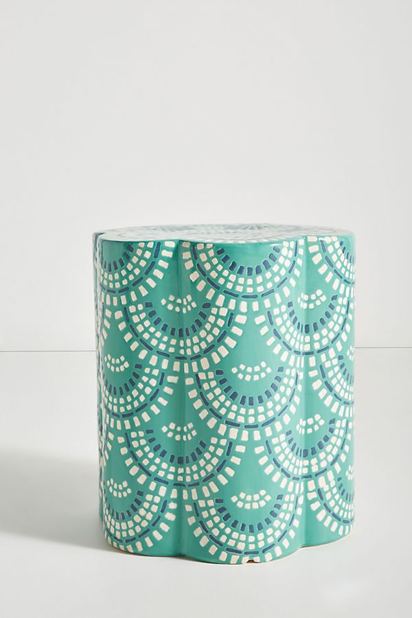 Slide View: 1: Scalloped Ceramic Side Table