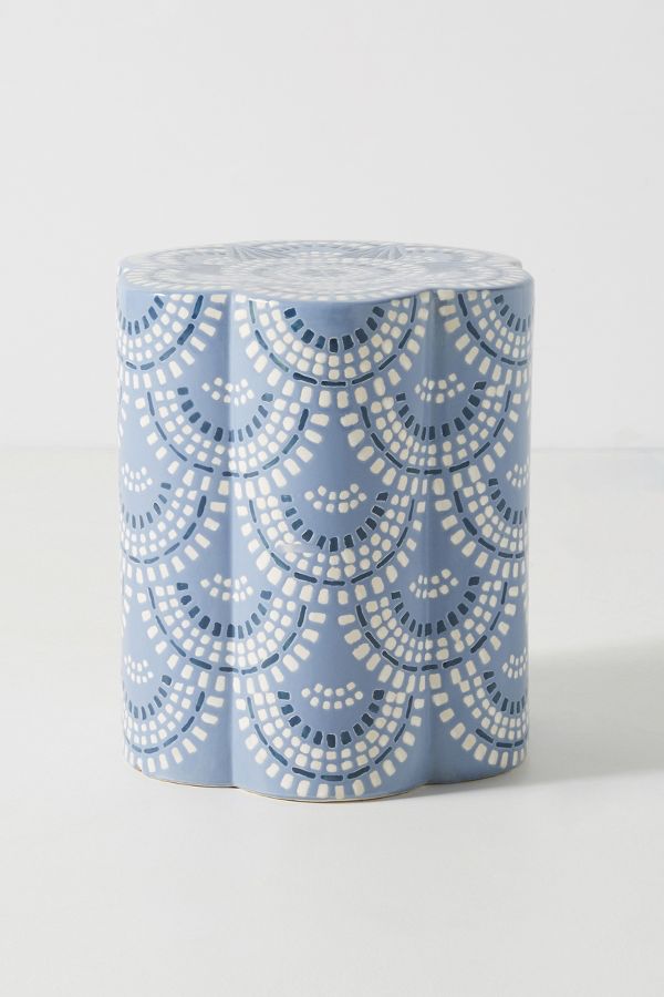 Slide View: 2: Scalloped Ceramic Side Table