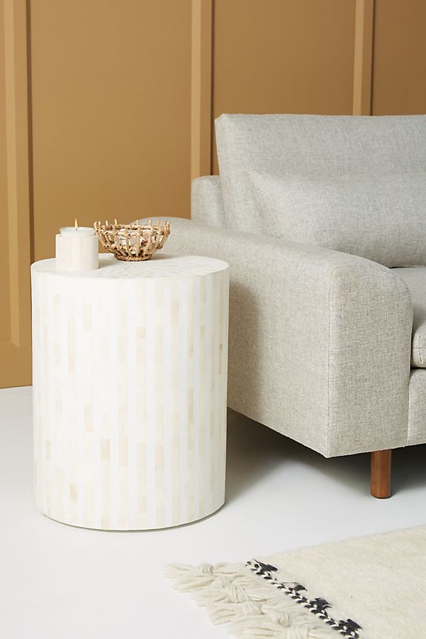 Slide View: 1: Neva Inlay Drum Side Table