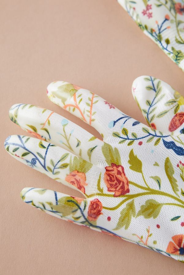 Slide View: 2: Floral Garden Weeder Gloves