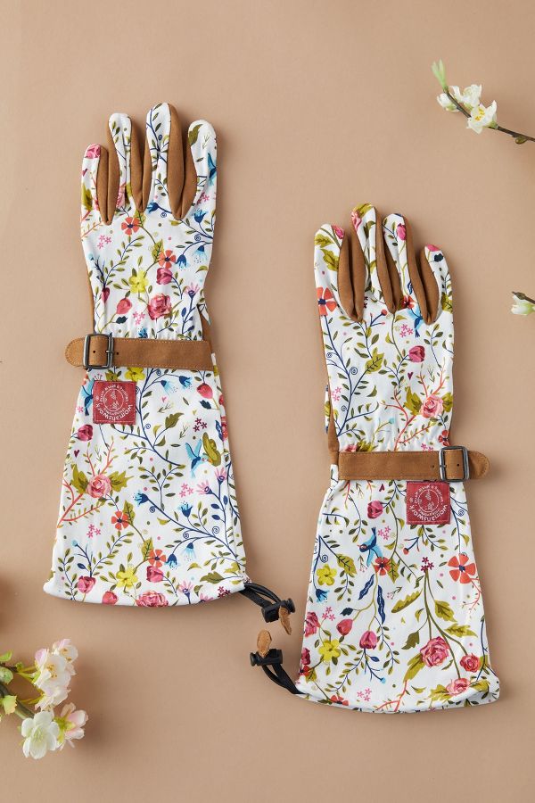 Slide View: 2: Long Floral Garden Gloves