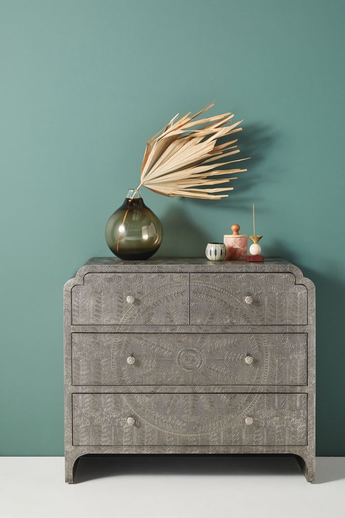 Hand Embossed Lotus Four Drawer Dresser Anthropologie