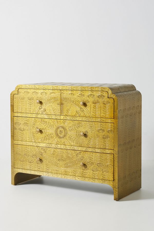 Hand Embossed Lotus Four Drawer Dresser Anthropologie