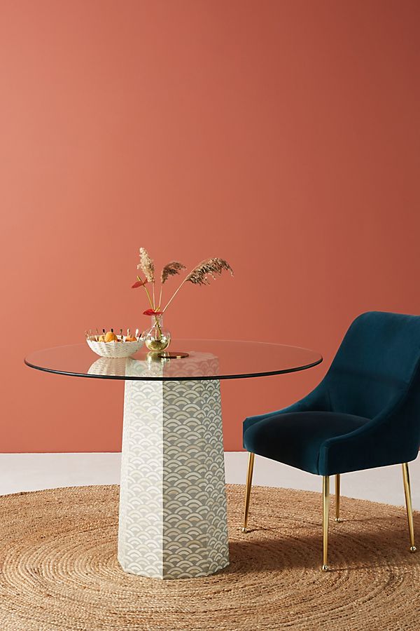 Slide View: 1: Scalloped Inlay Dining Table