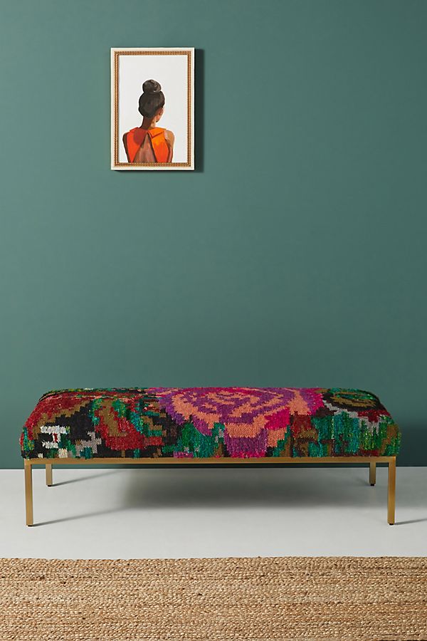 Slide View: 1: Roses Silk Carpet Ottoman