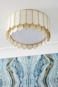 Slide View: 2: Madelyn Capiz Faceted Flush Mount