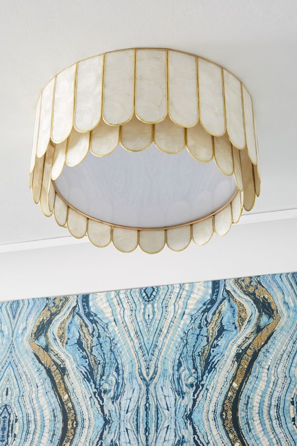 Slide View: 2: Madelyn Capiz Faceted Flush Mount