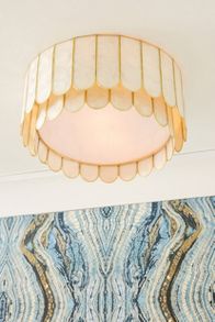 Slide View: 1: Madelyn Capiz Faceted Flush Mount