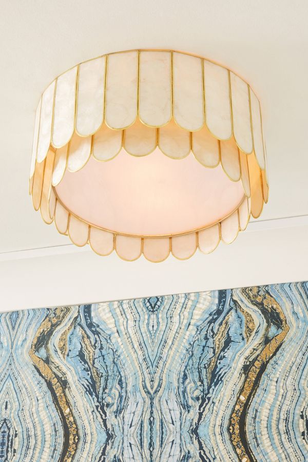 Slide View: 1: Madelyn Capiz Faceted Flush Mount