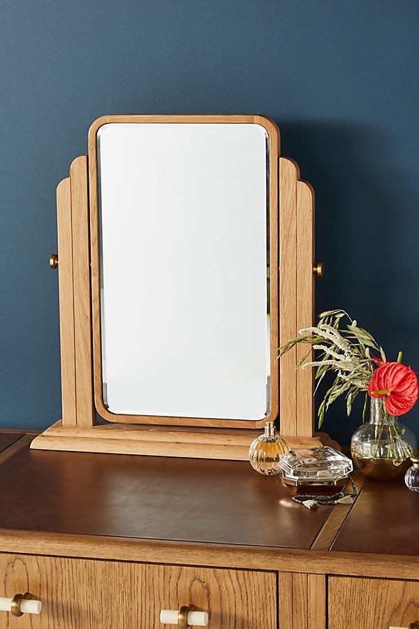 Slide View: 1: Soho Home x Anthropologie Oak Vanity Mirror