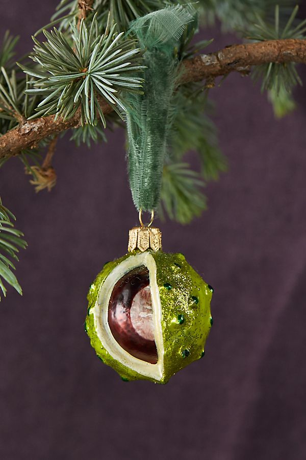 Slide View: 1: Christmas Chestnut Glass Ornament