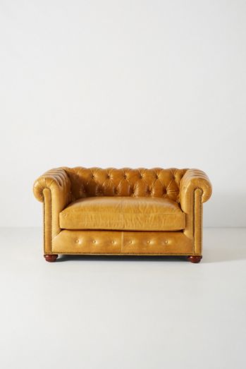 Leather Dulcimer Petite Chesterfield Loveseat