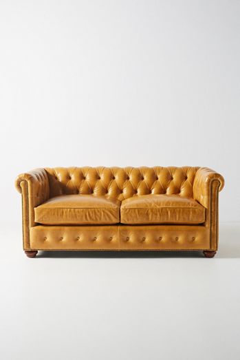 Leather Dulcimer Petite Chesterfield Sofa