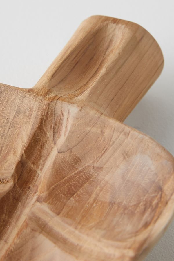 Slide View: 3: Carved Teak Leaf Serving Board