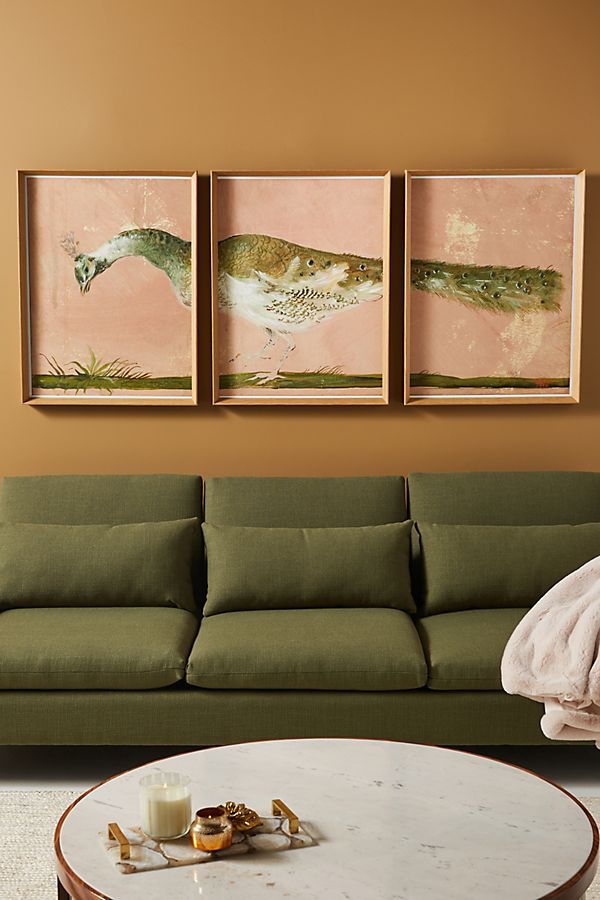 Slide View: 1: Peacock Triptych Wall Art