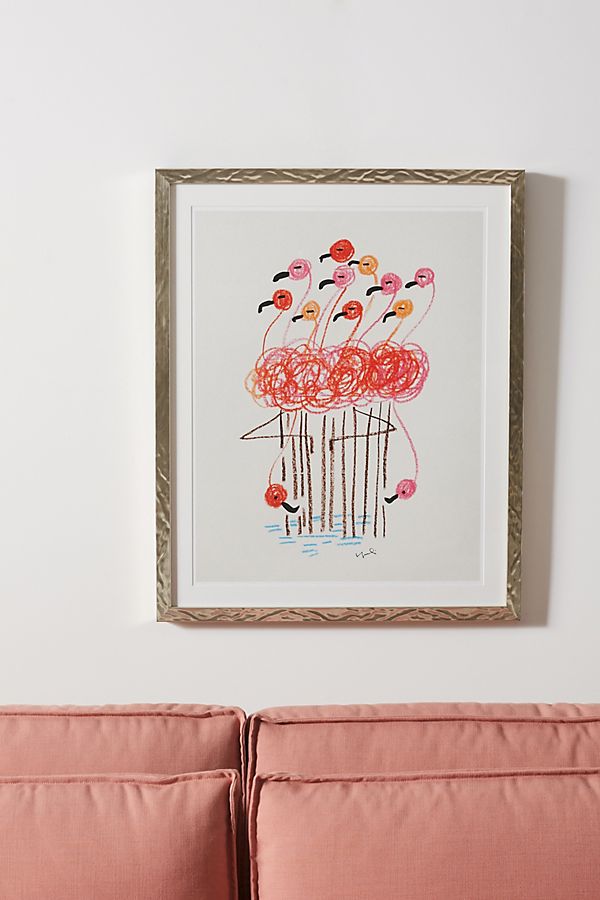 Slide View: 1: Flamingo Bouquet Wall Art