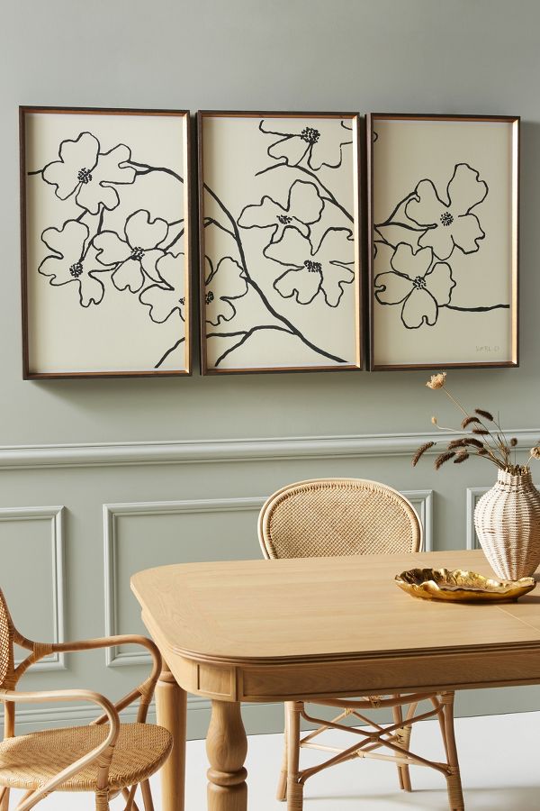 Slide View: 1: Dogwood Triptych Wall Art