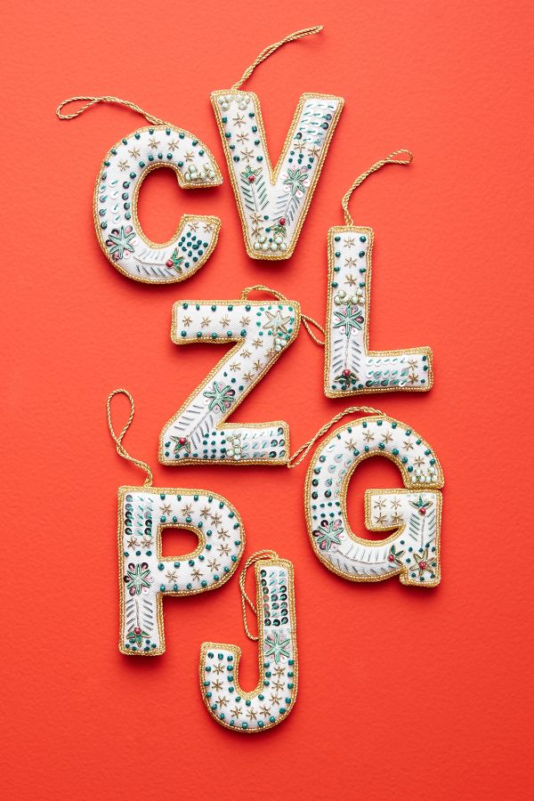 Slide View: 1: Embellished Monogram Ornament