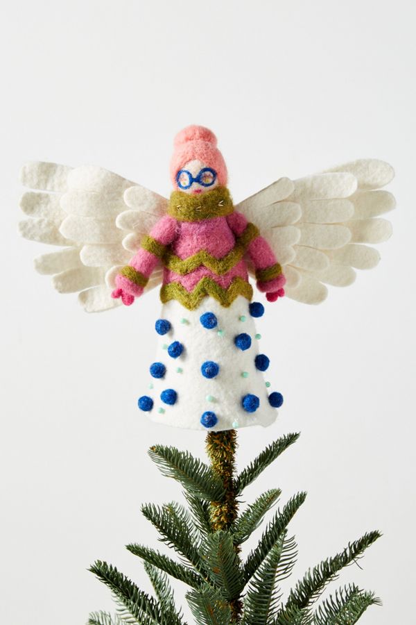 Quirky Angel Tree Topper - Come discover Pretty Pink Christmas Decor Inspiration with holiday interiors as well as shopping resources. #pinkChristmas #holidaydecor #christmasdecorating