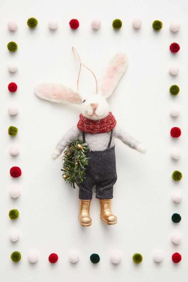 Slide View: 1: Rabbit Farmer Ornament