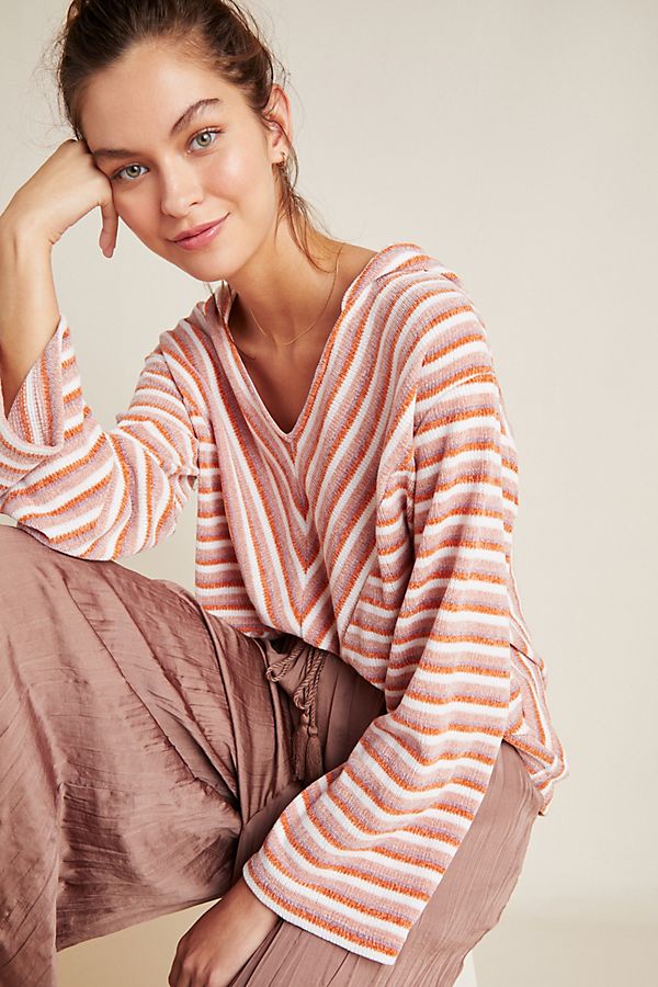Slide View: 1: Chenille Striped Hoodie