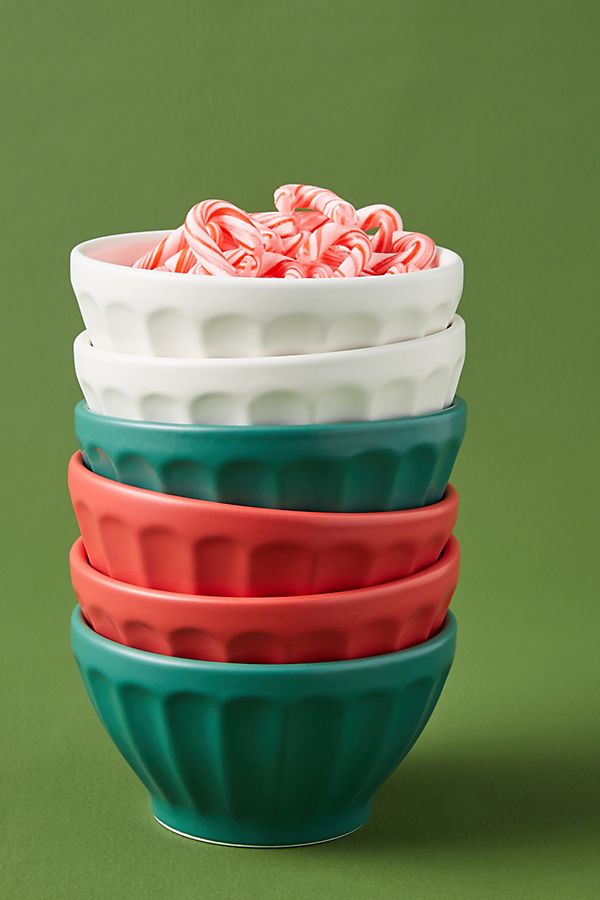 Slide View: 1: Holiday Matte Latte Bowls, Set of 6