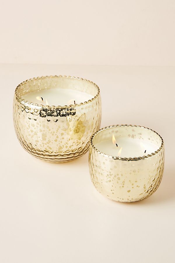 Slide View: 1: Hammered Mercury Glass Candle