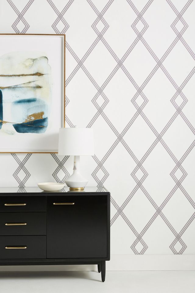 Ribbon Stripe Trellis Wallpaper Anthropologie