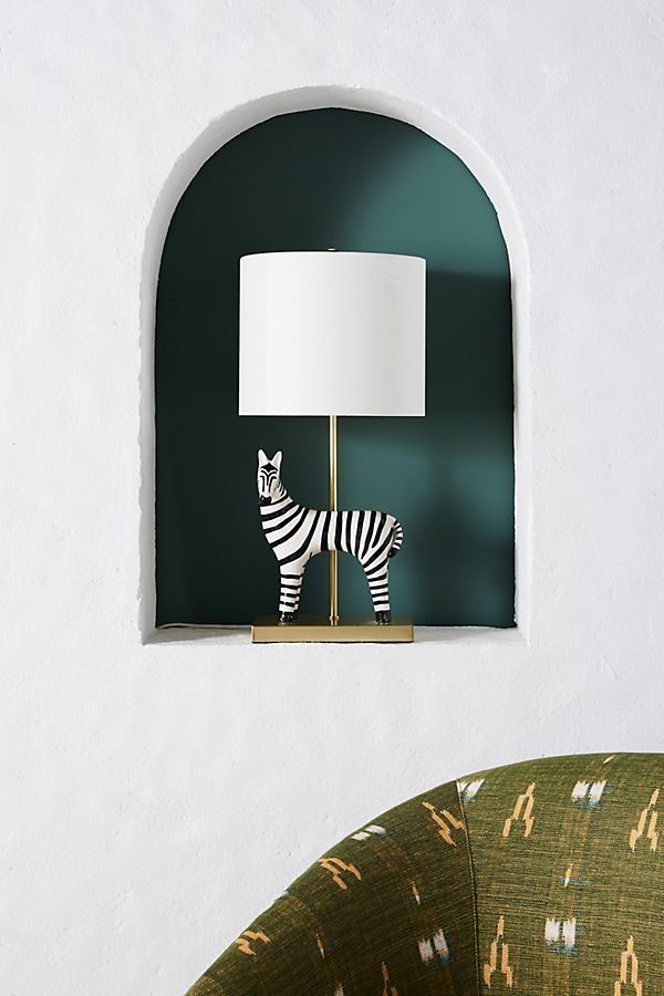 Slide View: 1: Ceramic Zebra Table Lamp