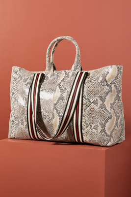 snake print tote bag