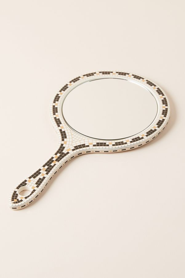 Slide View: 2: The Bistro Tile Stoneware Hand Mirror