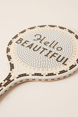 The Bistro Tile Stoneware Hand Mirror