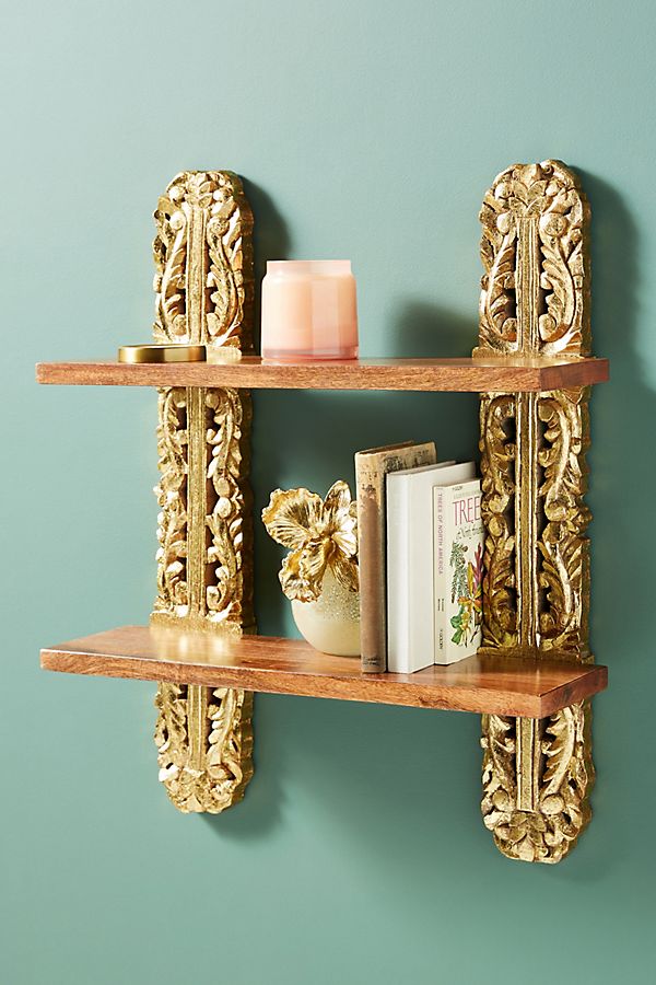 Slide View: 1: Kaylee Wooden Two-Tier Shelf