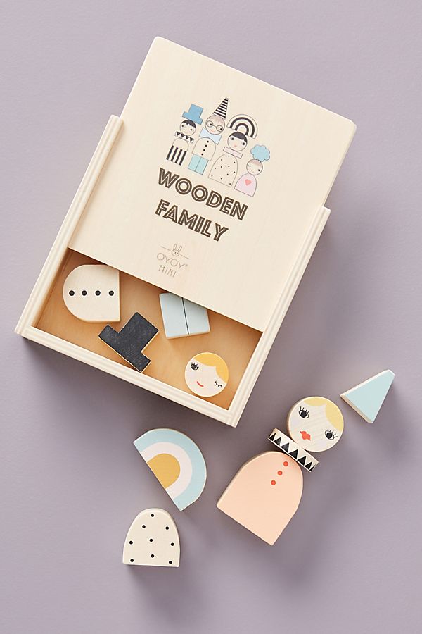 Slide View: 1: Wooden Family Blocks Toy